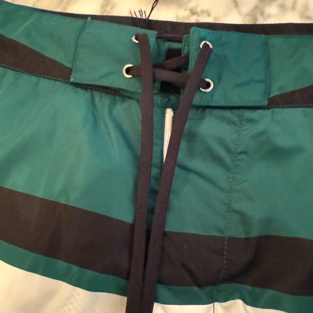 PRADA UB334 Men's Strip‎ Boxer Baiadera Nylon Green Swim Suit Sz. 46- 32